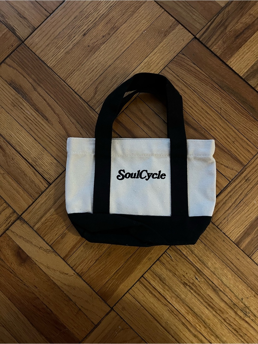 New SoulCycle Black & White Canvas Mini Tote Bag